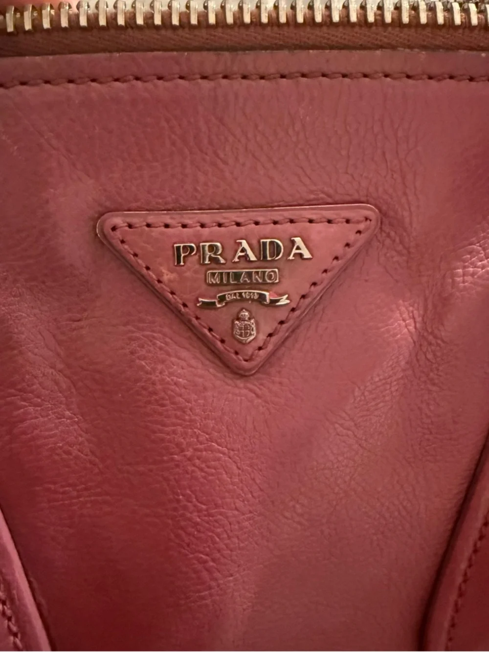 Authentic Prada Rose-Pink Leather Top-Handle Satchel with Shoulder Strap - Picture 9 of 11